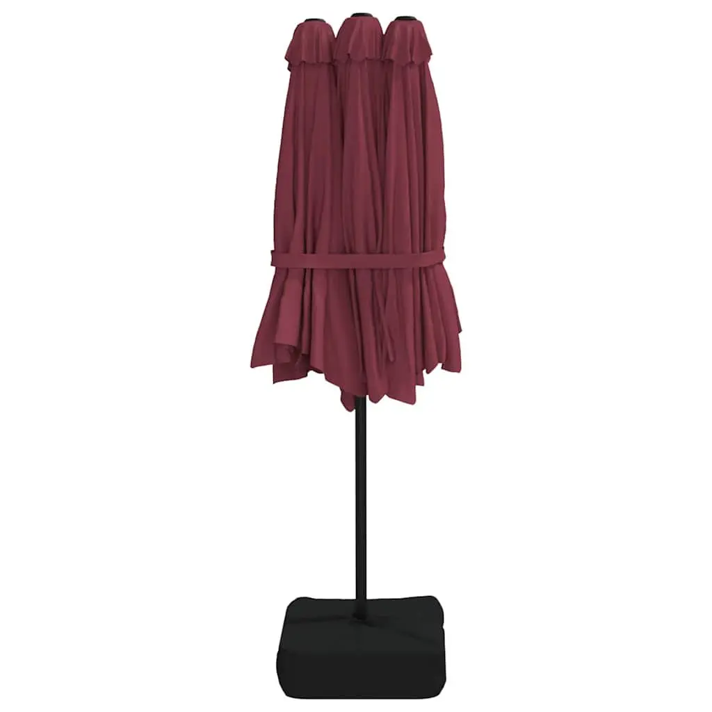 Double-Head Garden Parasol Red UV Protective Crank Opening 449 x 265 cm
