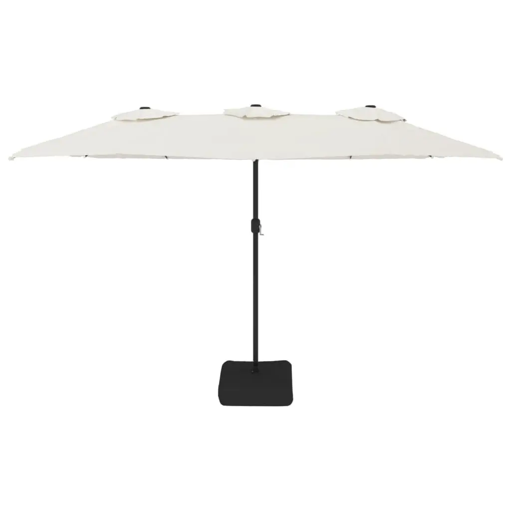 Double-Head Garden Parasol with LED Lights 449x265cm White