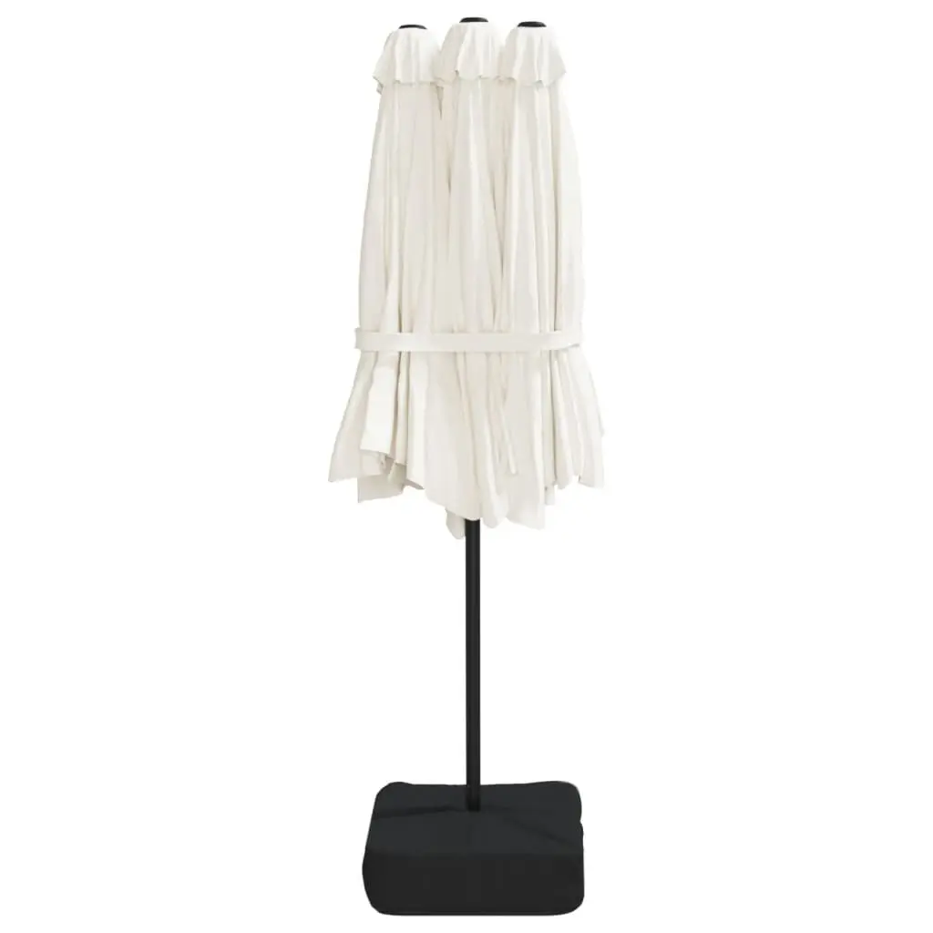 Double-Head Garden Parasol with LED Lights 449x265cm White