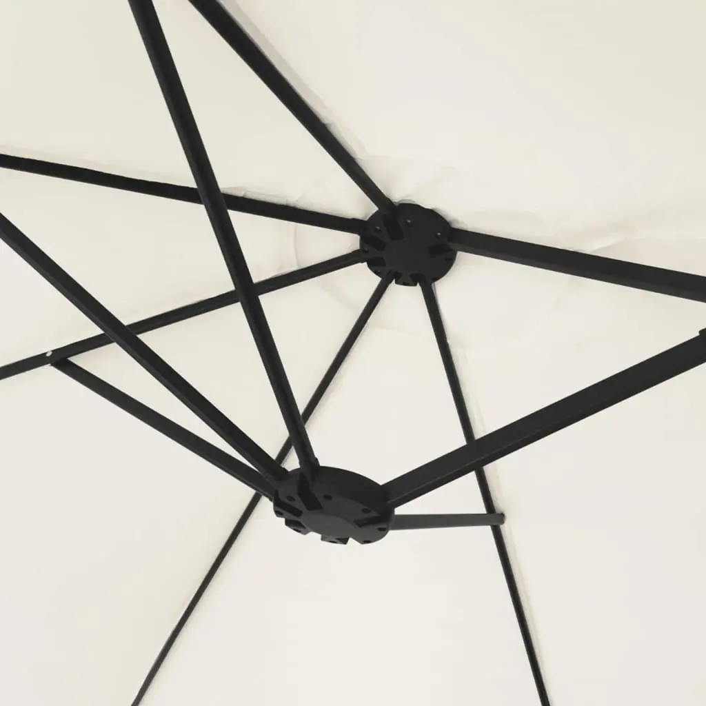 Double-Head Garden Parasol with LED Lights 449x265cm White