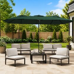 Enjoy Outdoor Moments with a Double-Head Garden Parasol 449x265cm