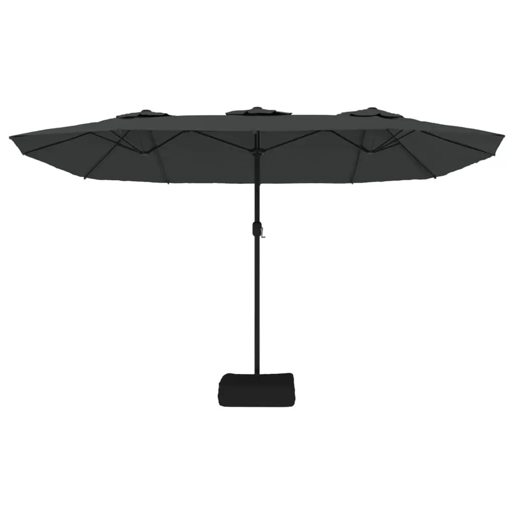 Double-Head Garden Parasol with LED Lights Anthracite Outdoor Sunshade 449x265cm