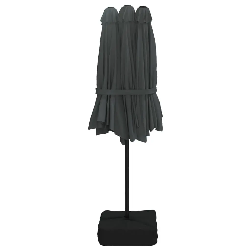 Double-Head Garden Parasol with LED Lights Anthracite Outdoor Sunshade 449x265cm