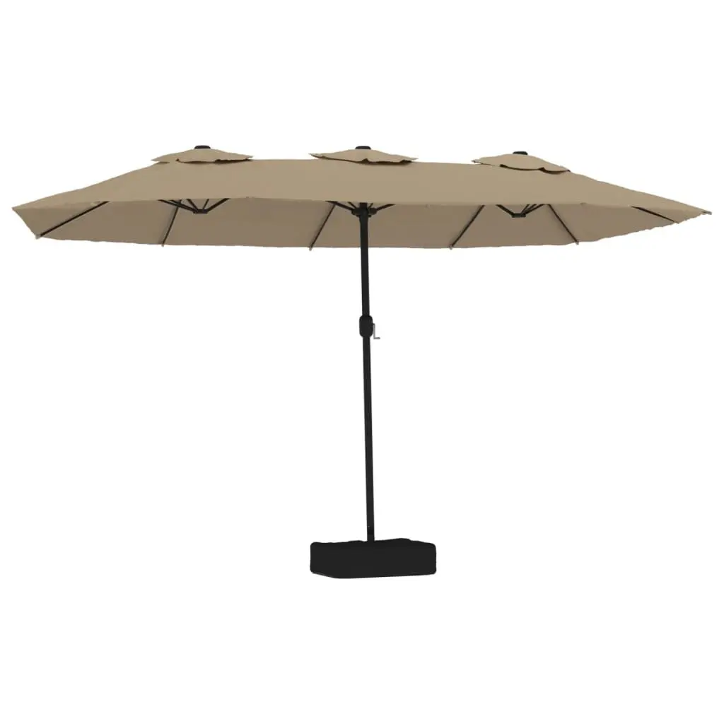 Garden Parasol Double-Head UV Protective with LED Lights Taupe 449x265cm
