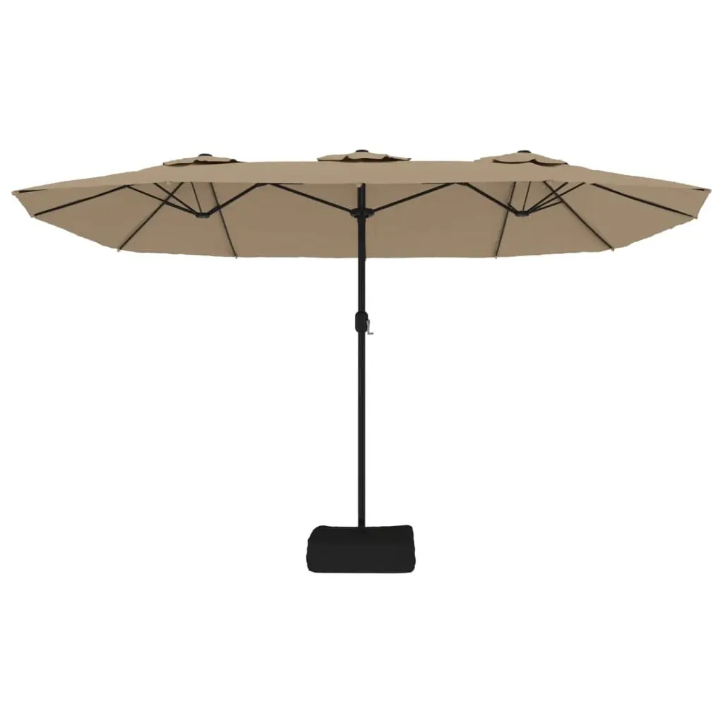 Garden Parasol Double-Head UV Protective with LED Lights Taupe 449x265cm