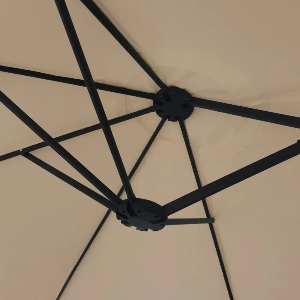 Garden Parasol Double-Head UV Protective with LED Lights Taupe 449x265cm