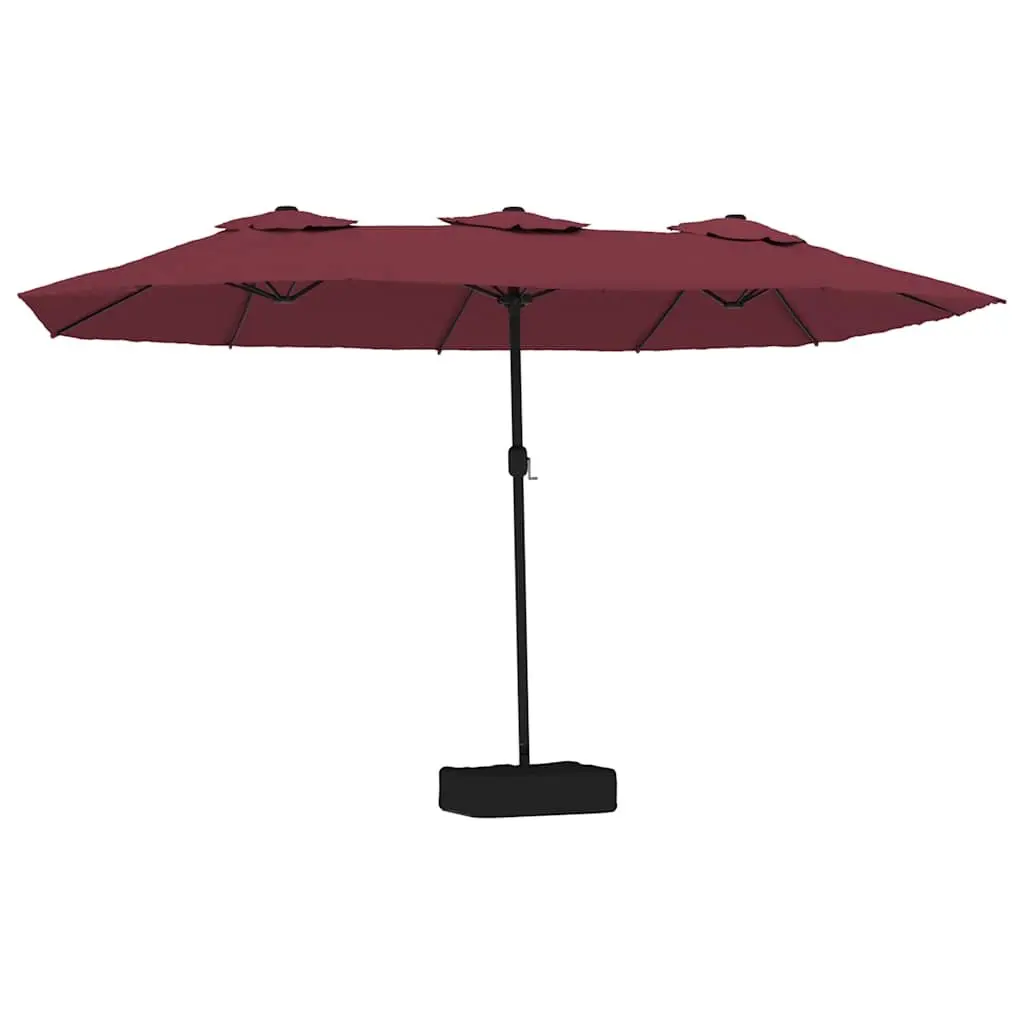 Double-Head Garden Parasol with LED Lights UV-Protective Polyester Canopy Red 449x265cm