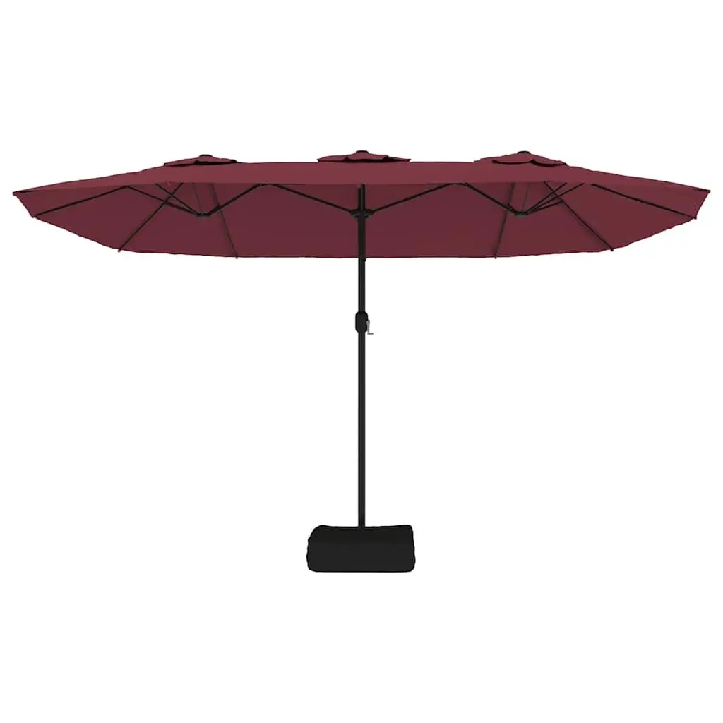 Double-Head Garden Parasol with LED Lights UV-Protective Polyester Canopy Red 449x265cm