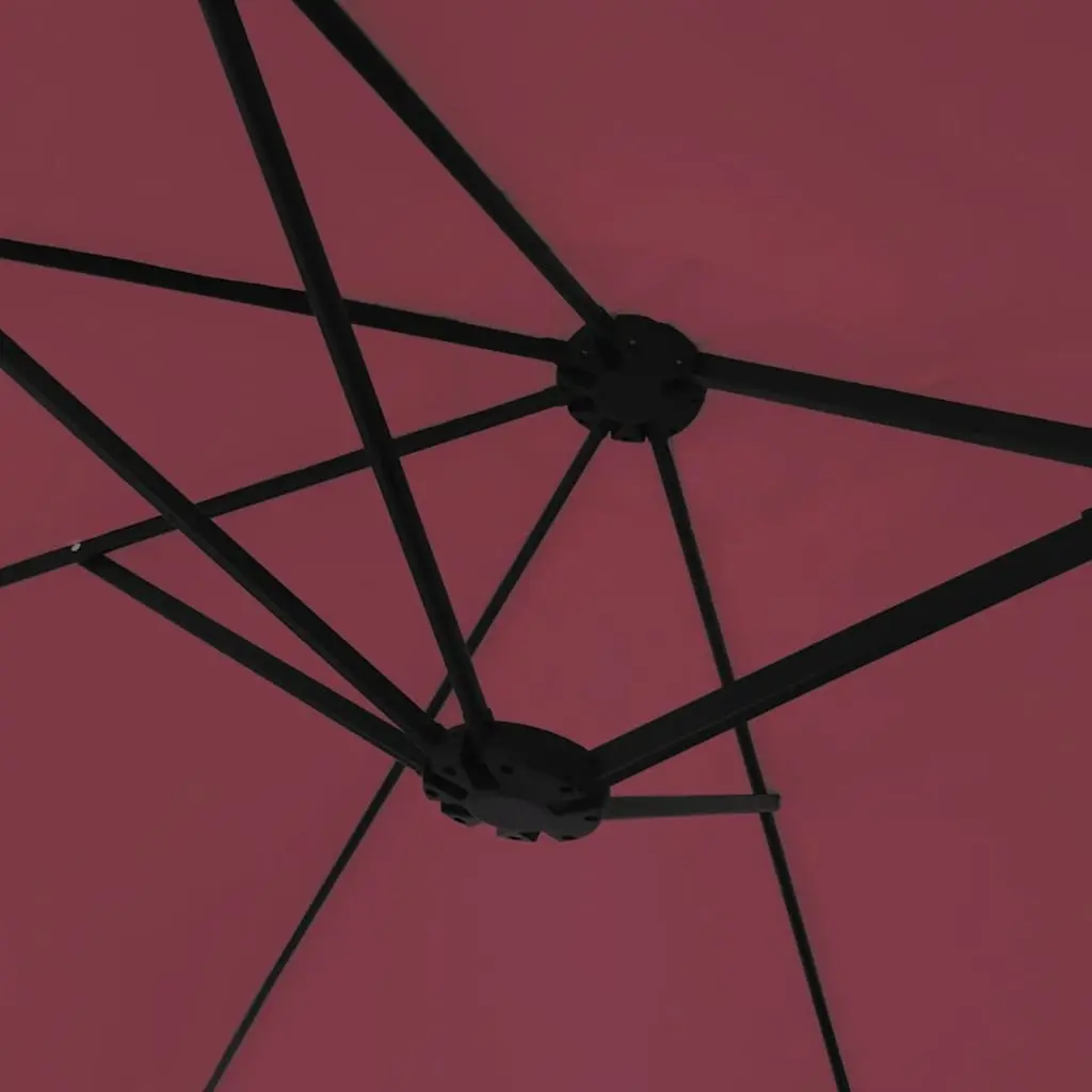 Double-Head Garden Parasol with LED Lights UV-Protective Polyester Canopy Red 449x265cm