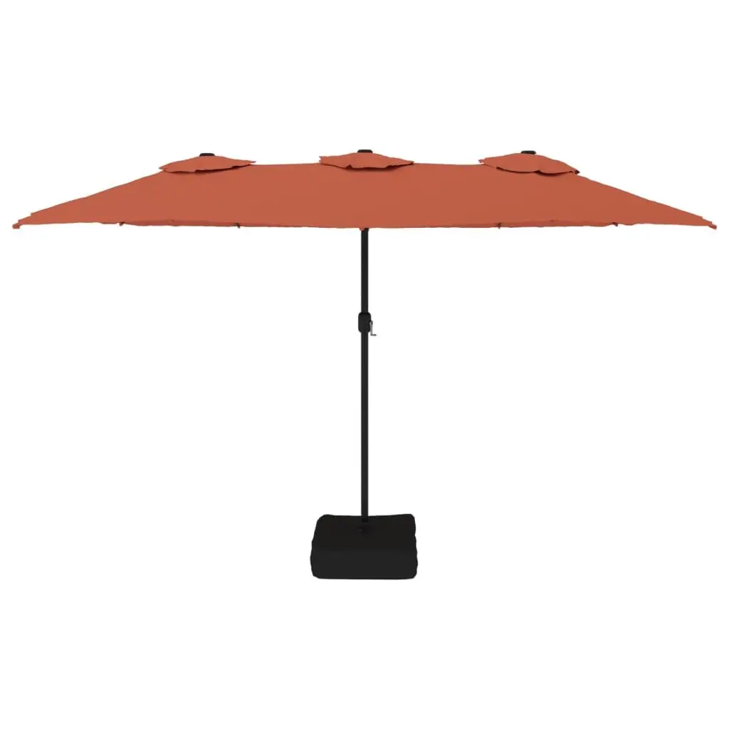 Double-Head Garden Parasol with LED Lights UV Protective 449x265cm