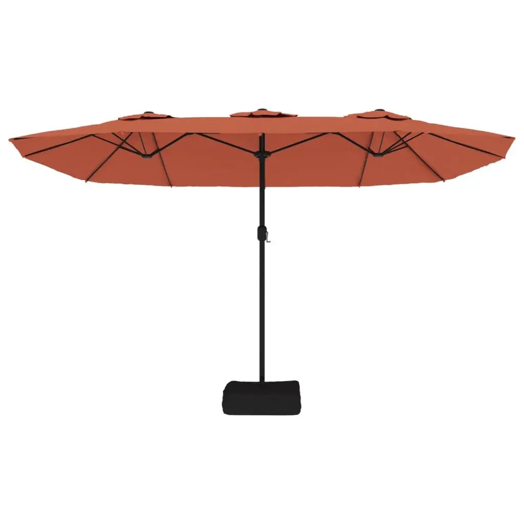 Double-Head Garden Parasol with LED Lights UV Protective 449x265cm