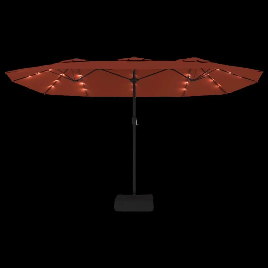 Double-Head Garden Parasol with LED Lights UV Protective 449x265cm