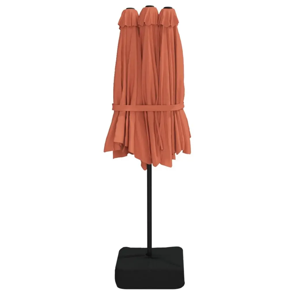 Double-Head Garden Parasol with LED Lights UV Protective 449x265cm