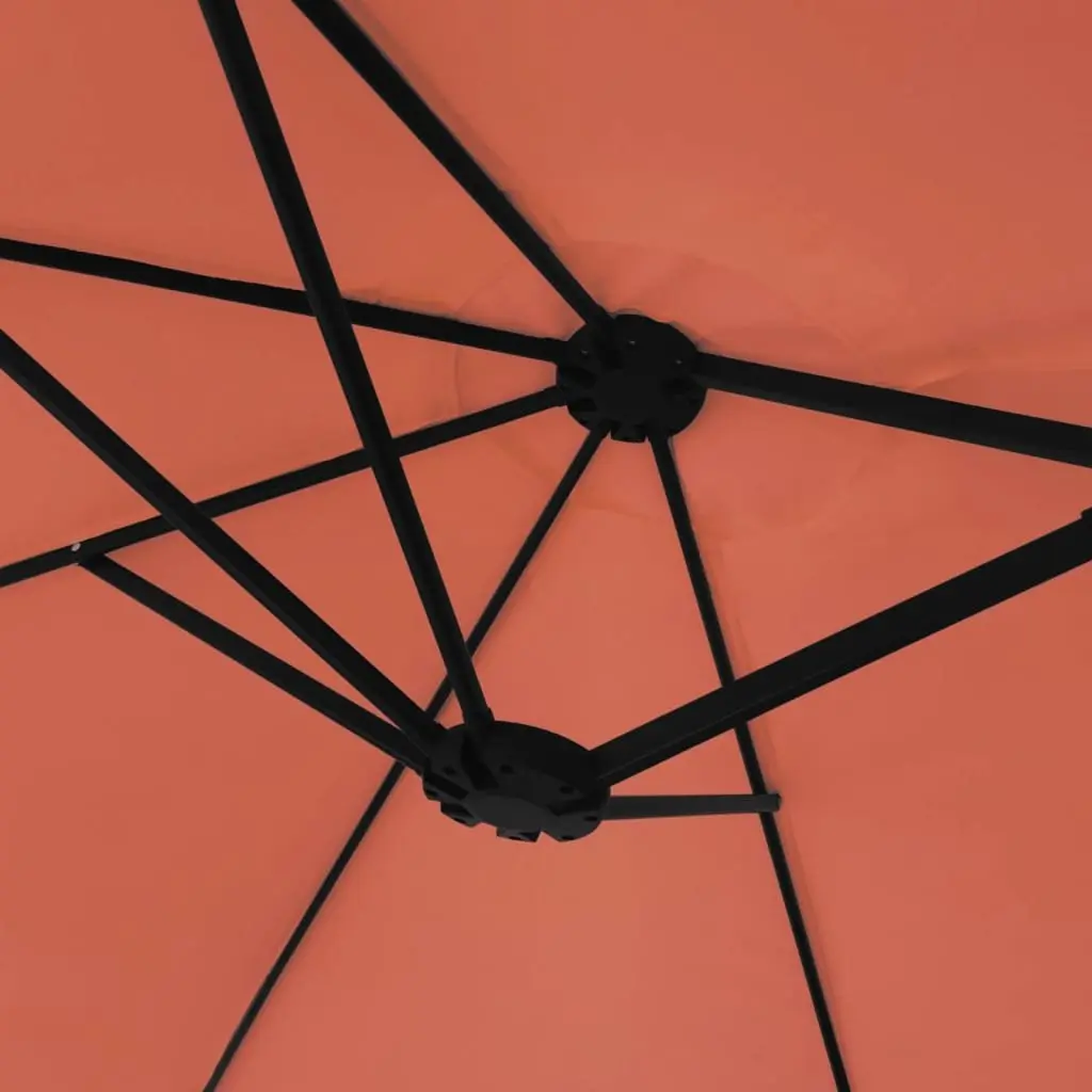 Double-Head Garden Parasol with LED Lights UV Protective 449x265cm
