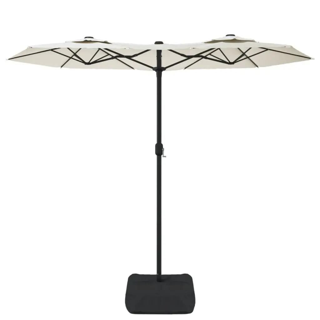Double-Head Garden Parasol Crank Opening White 316x145cm