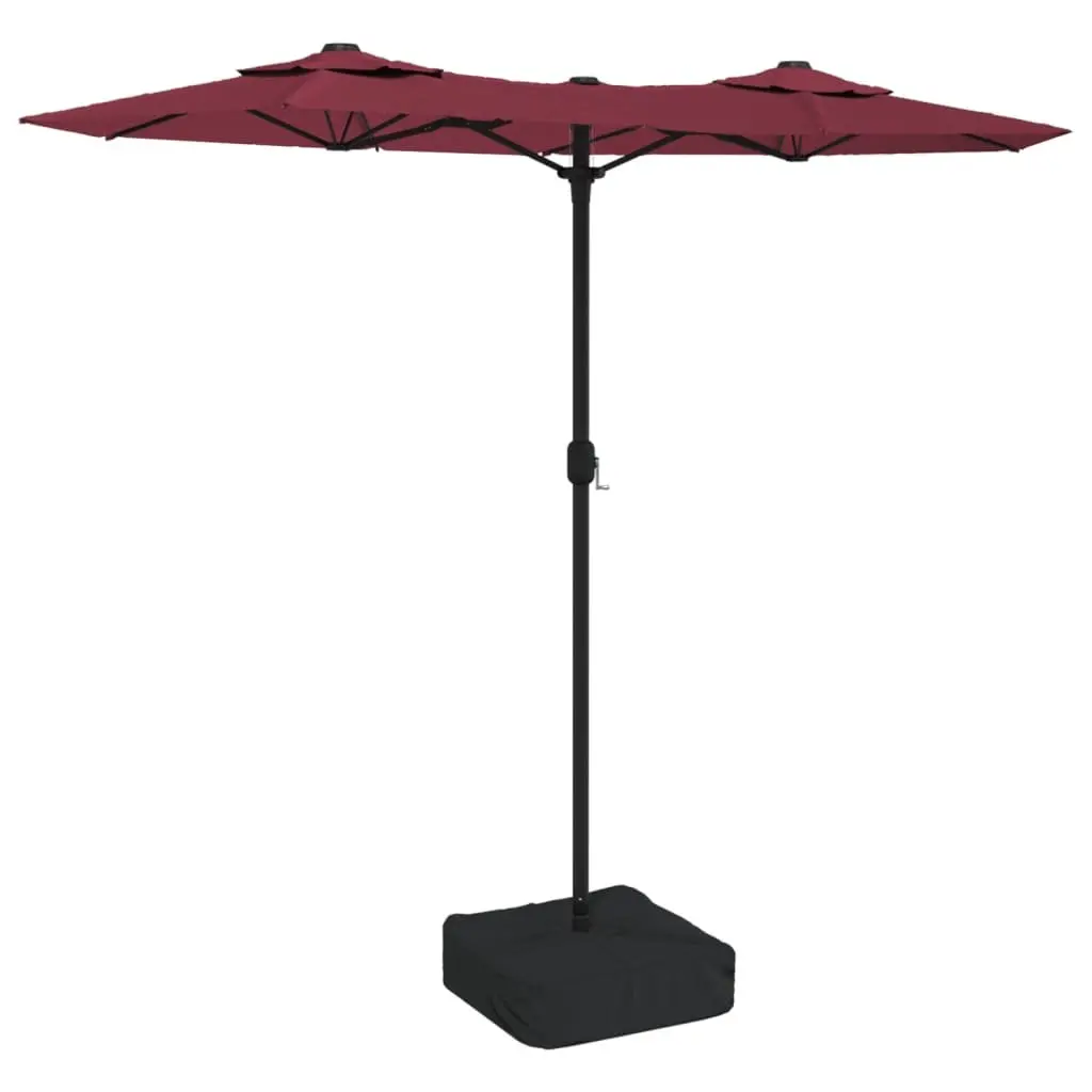 Double-Head Garden Parasol Red Outdoor Sunshade Patio Umbrella Crank Opening