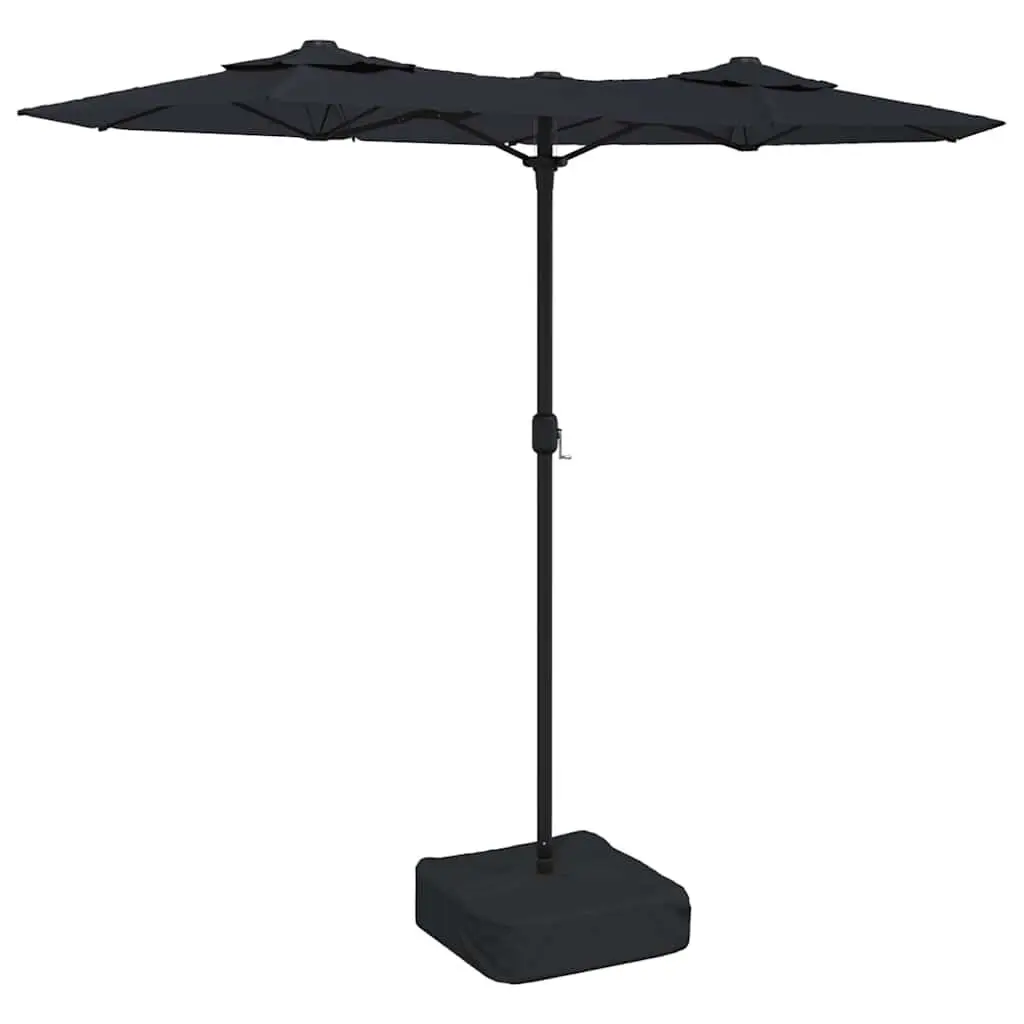 Double-Head Garden Parasol Black Crank Outdoor Sunshade 316x145cm