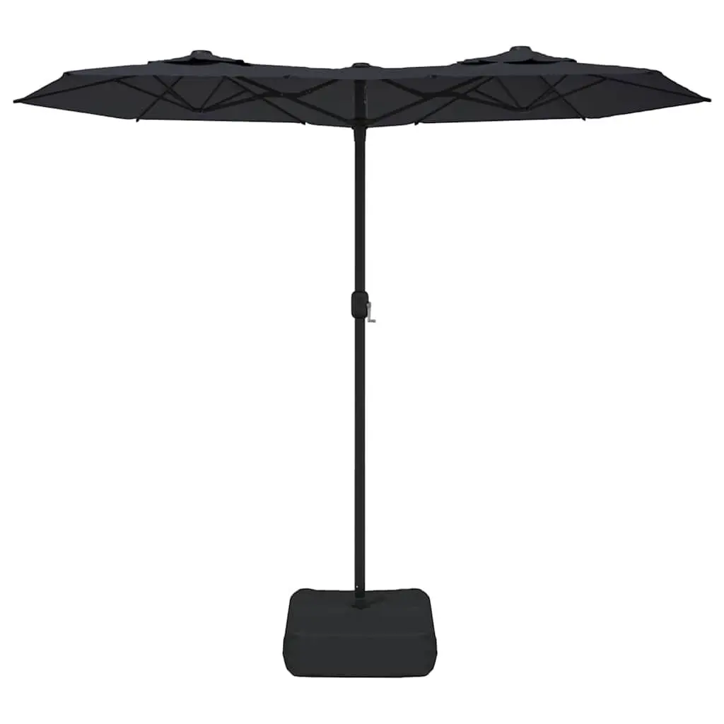 Double-Head Garden Parasol Black Crank Outdoor Sunshade 316x145cm