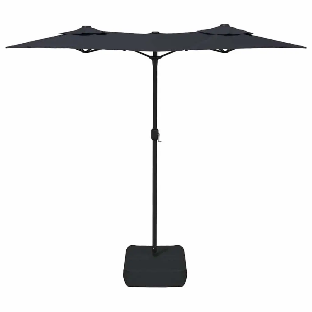 Double-Head Garden Parasol Black Crank Outdoor Sunshade 316x145cm