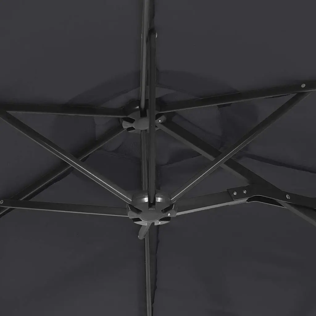 Double-Head Garden Parasol Black Crank Outdoor Sunshade 316x145cm
