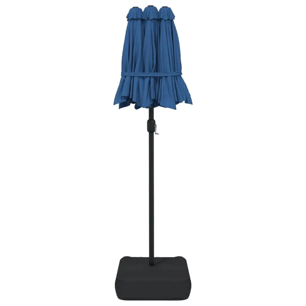 Double-Head Garden Parasol Azure Blue Crank Open 316 x 145 cm