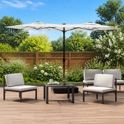 Your New Favorite Double-Head Garden Parasol with LED Lights 316x145cm White