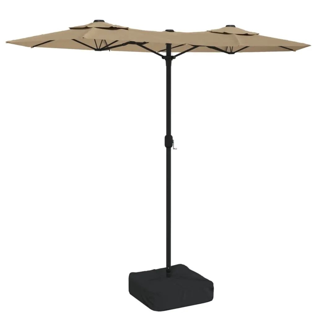 Double-Head Garden Parasol with LED Lights