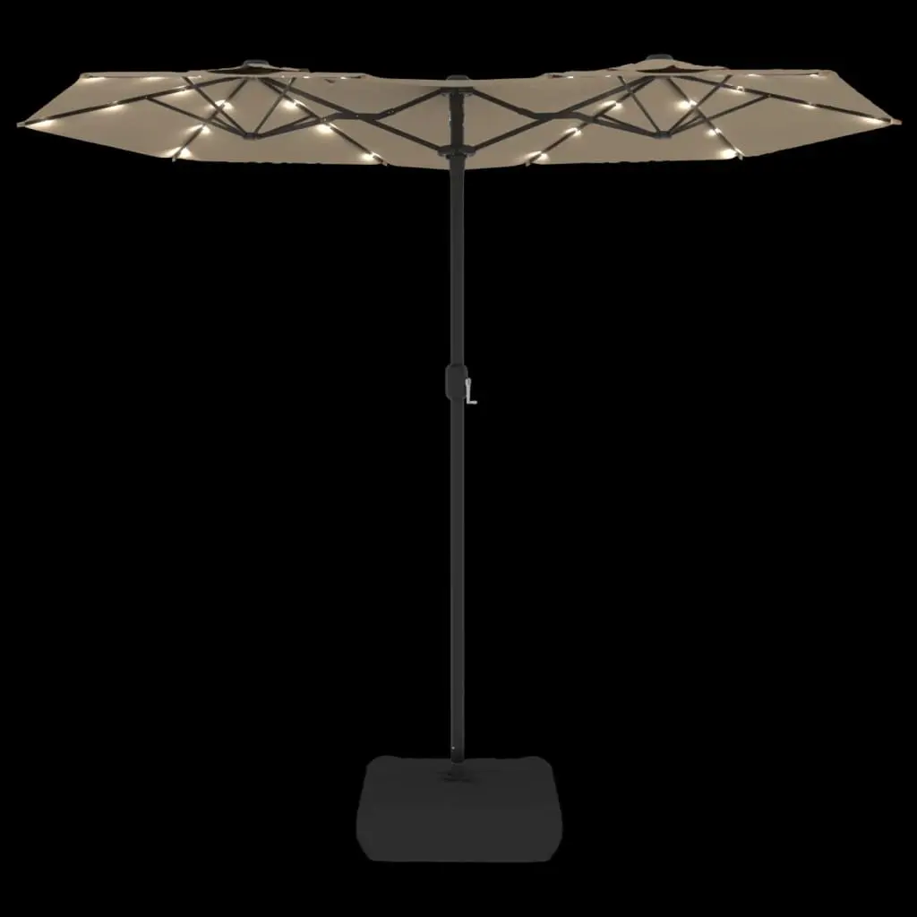 Double-Head Garden Parasol with LED Lights