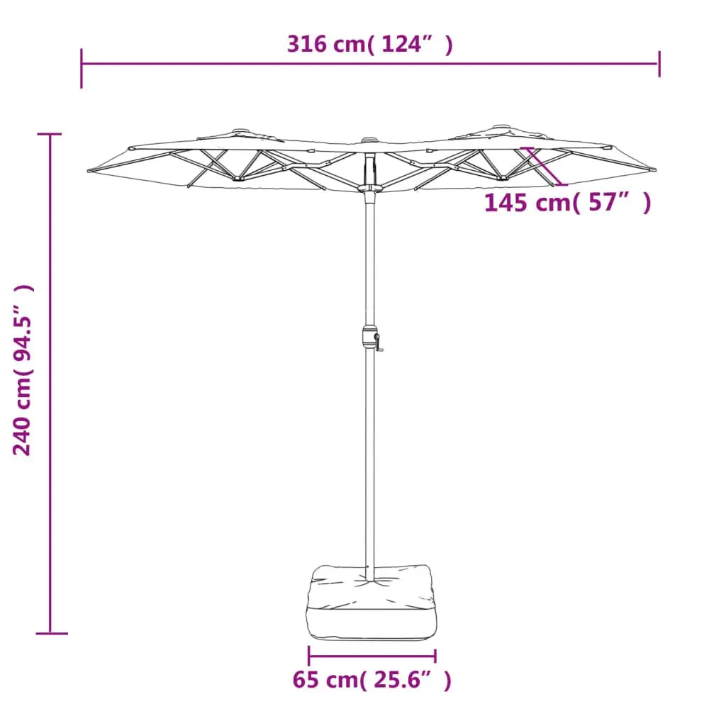 Double-Head Garden Parasol with LED Lights