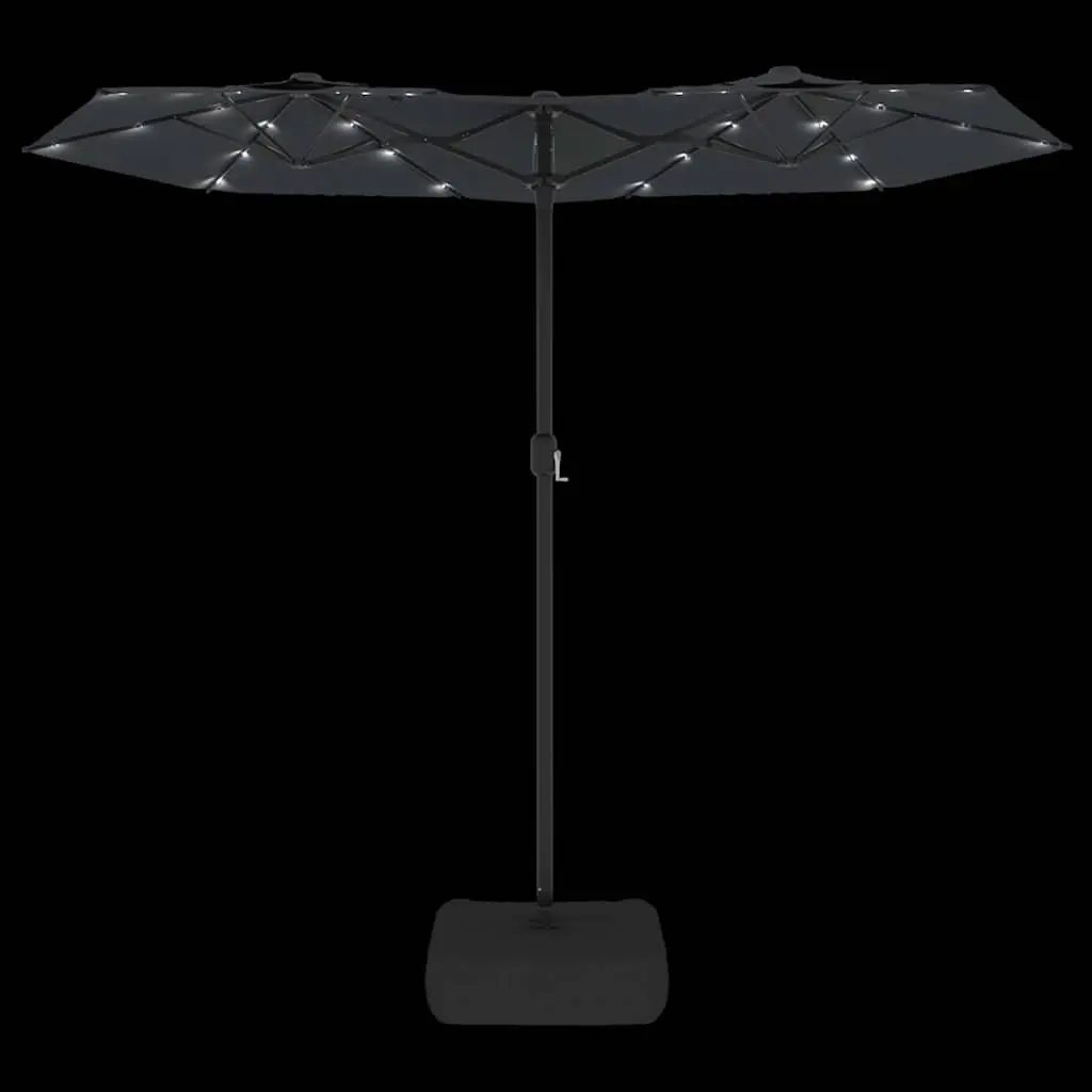 Double-Head Garden Parasol with LED Lights UV Protective 316 x 145 cm