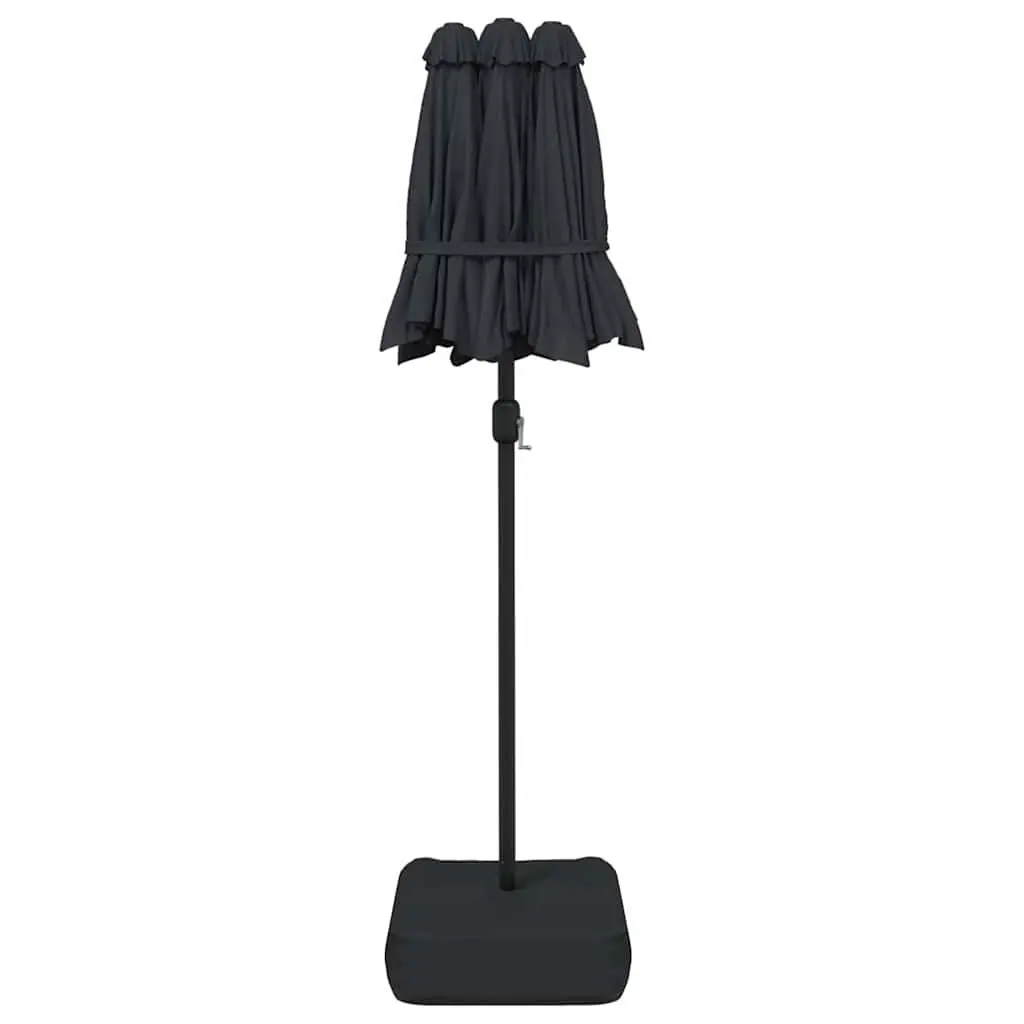 Double-Head Garden Parasol with LED Lights UV Protective 316 x 145 cm