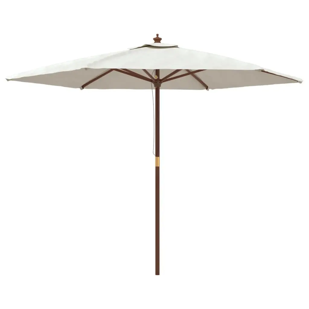 Garden Parasol UV Protective Polyester Canopy 299x240 cm White Hardwood Pole