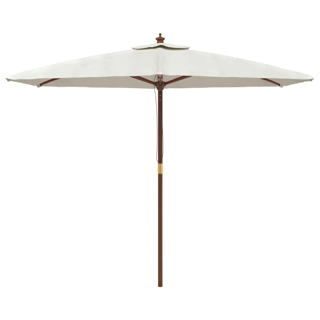 Garden Parasol UV Protective Polyester Canopy 299x240 cm White Hardwood Pole