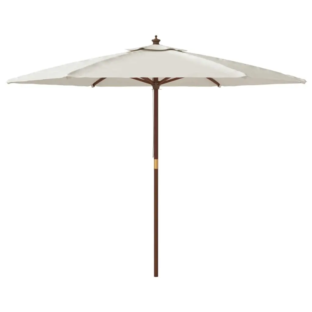 Garden Parasol UV Protective Polyester Canopy 299x240 cm White Hardwood Pole