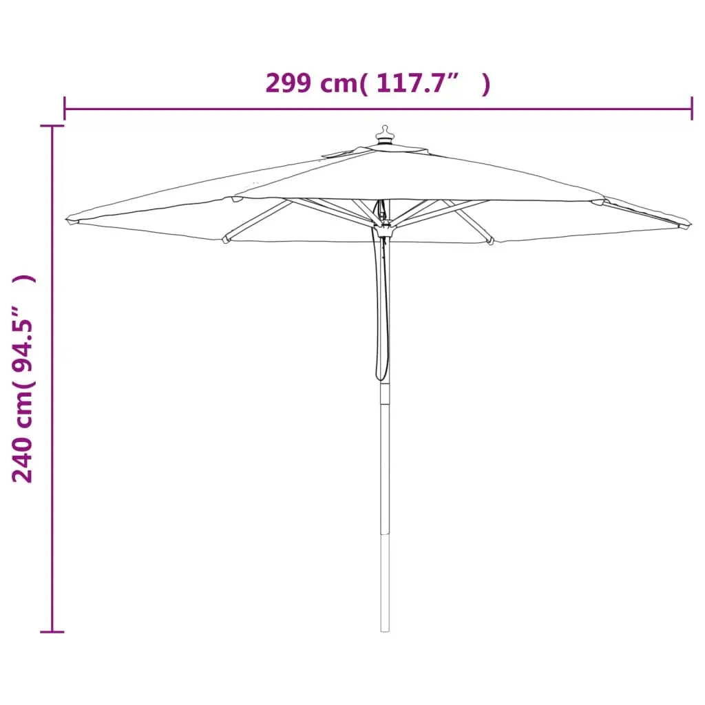 Garden Parasol UV Protective Polyester Canopy 299x240 cm White Hardwood Pole