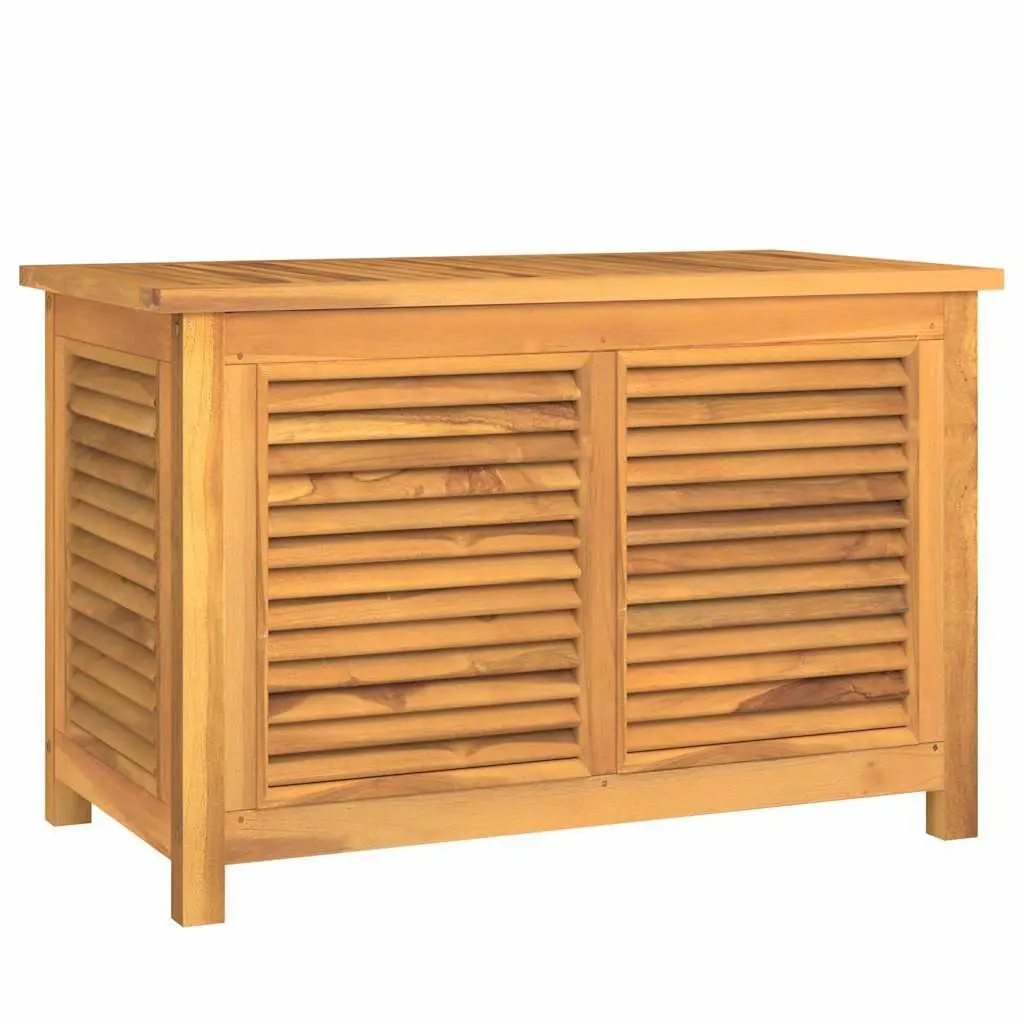 Garden Storage Box Solid Wood Teak 90x50x58 cm Outdoor Deck Bench Chest Louvre