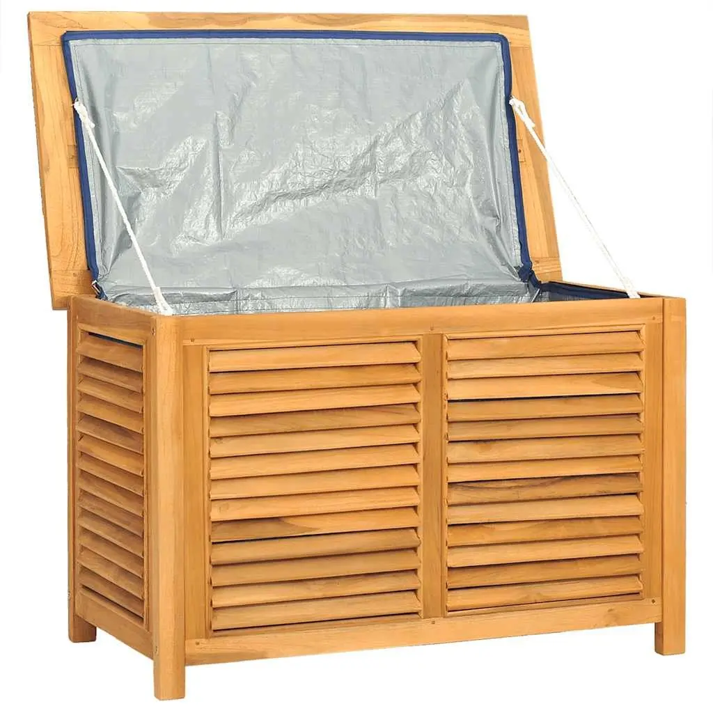 Garden Storage Box Solid Wood Teak 90x50x58 cm Outdoor Deck Bench Chest Louvre