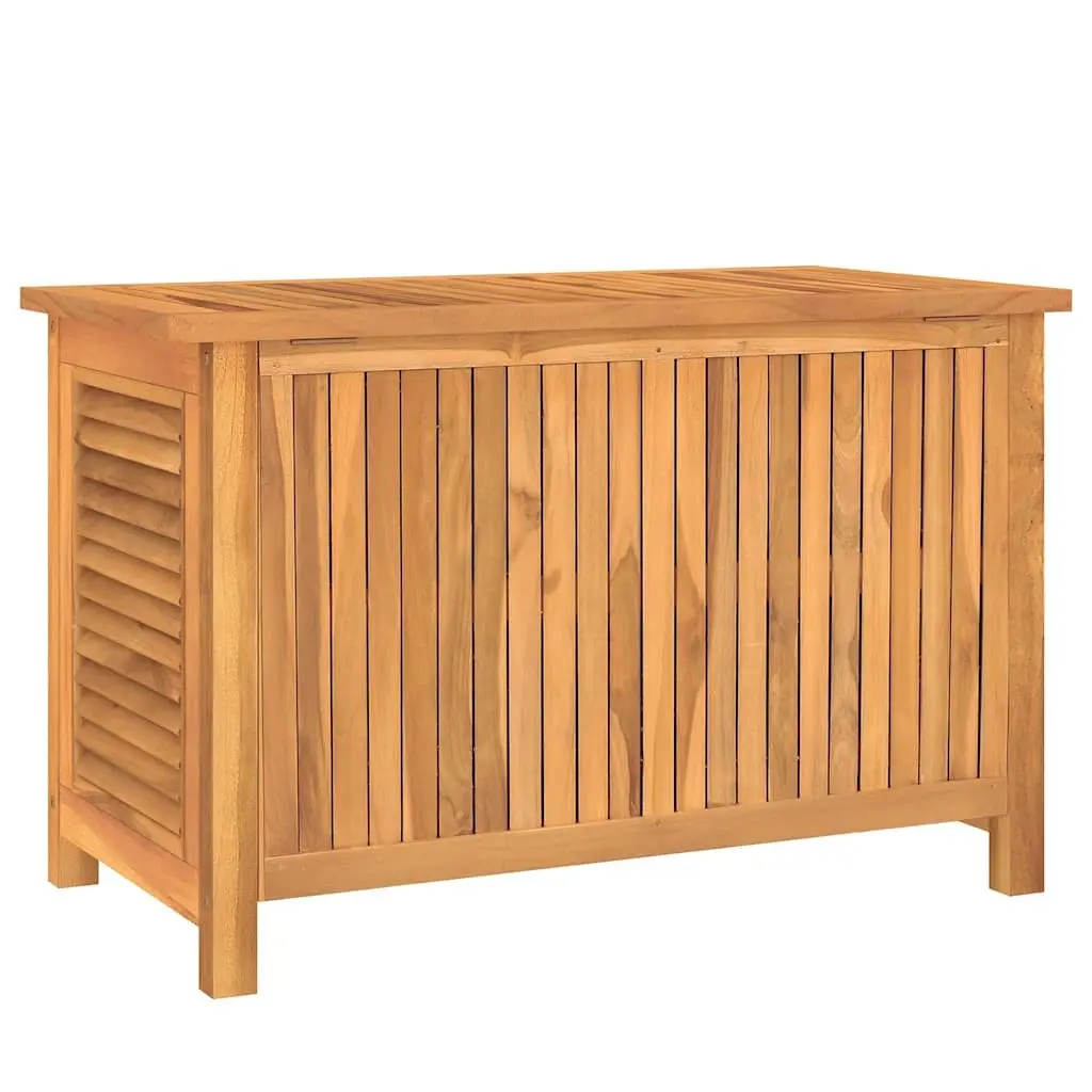 Garden Storage Box Solid Wood Teak 90x50x58 cm Outdoor Deck Bench Chest Louvre
