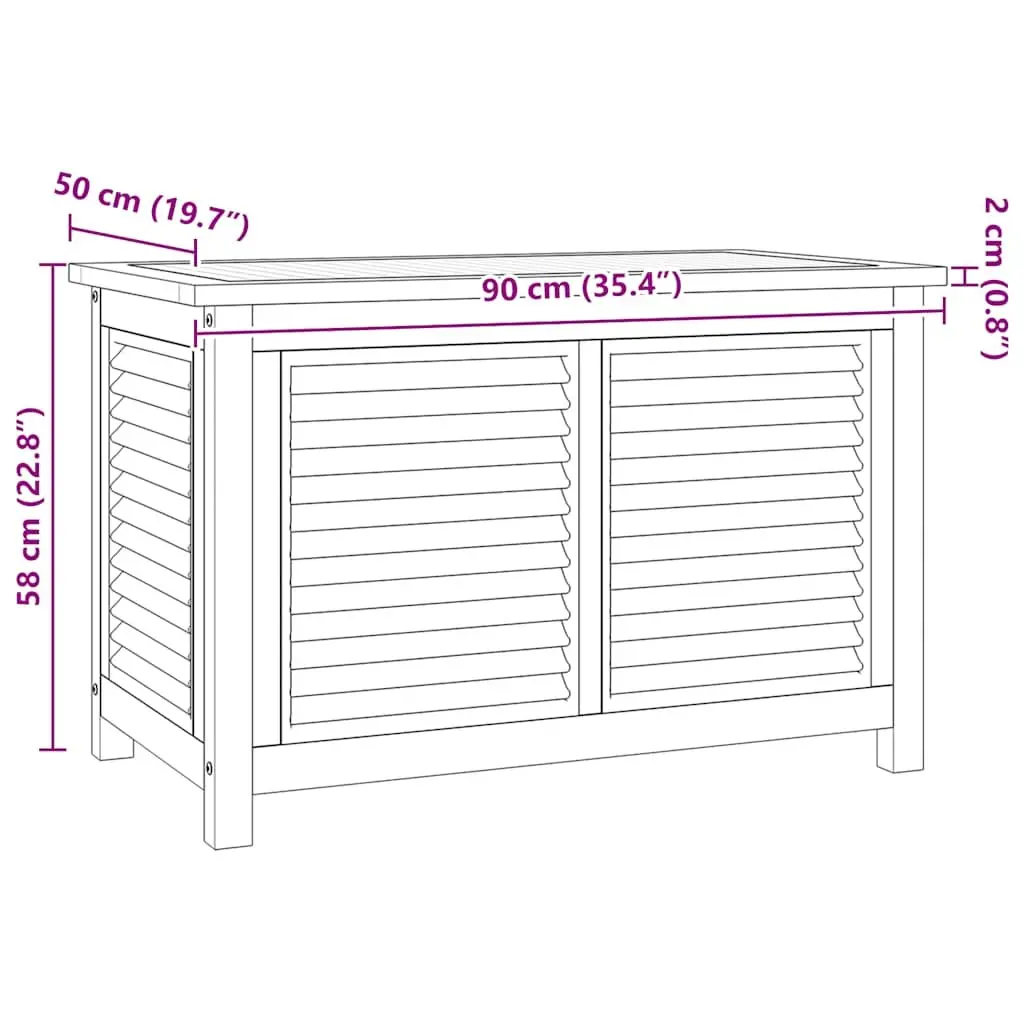 Garden Storage Box Solid Wood Teak 90x50x58 cm Outdoor Deck Bench Chest Louvre