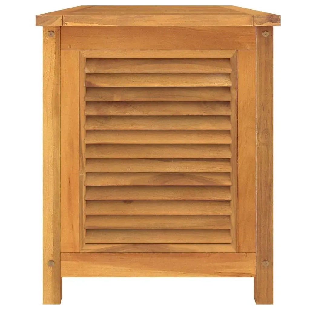 Garden Storage Box Solid Teak Wood Outdoor Bench Chest Louvres Design Brown