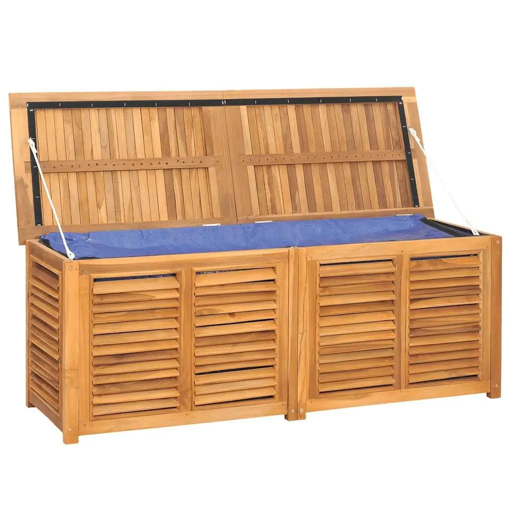 Garden Storage Box 150x50x55cm Solid Teak Wood Outdoor Furniture with Louvres