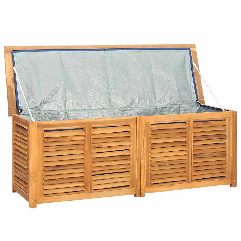 Garden Storage Box 150x50x55cm Solid Teak Wood Outdoor Furniture with Louvres