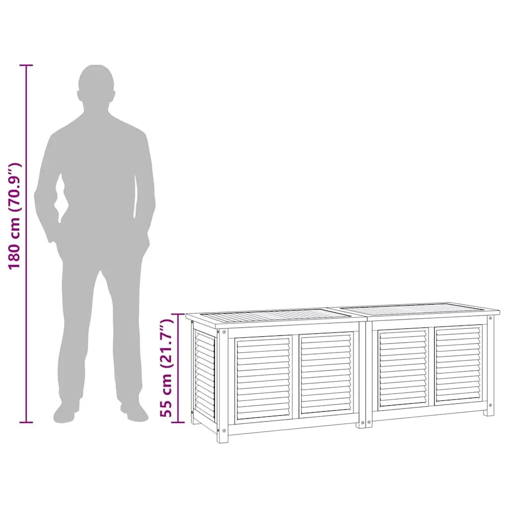 Garden Storage Box 150x50x55cm Solid Teak Wood Outdoor Furniture with Louvres