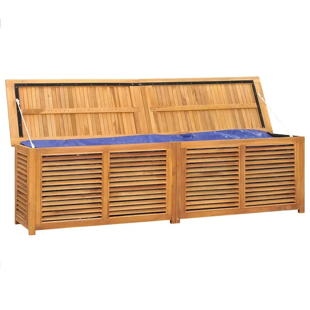 Garden Storage Box Solid Teak Wood Outdoor Indoor Bench Chest Louvres Design