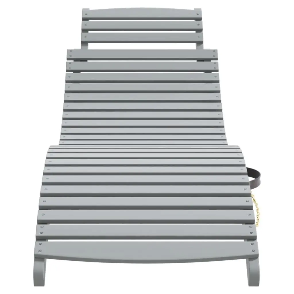 Sun Lounger with Side Table Grey Solid Wood Outdoor Garden Patio