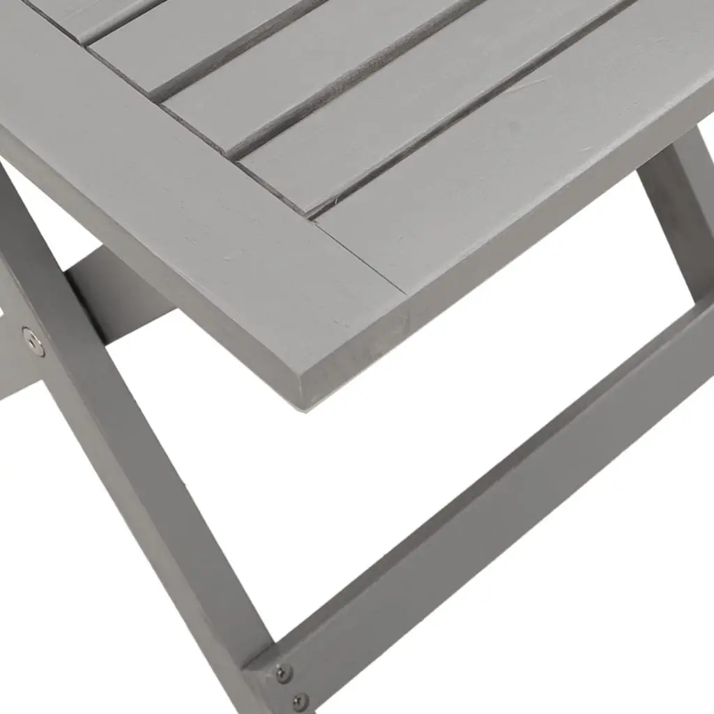 Sun Lounger with Side Table Grey Solid Wood Outdoor Garden Patio