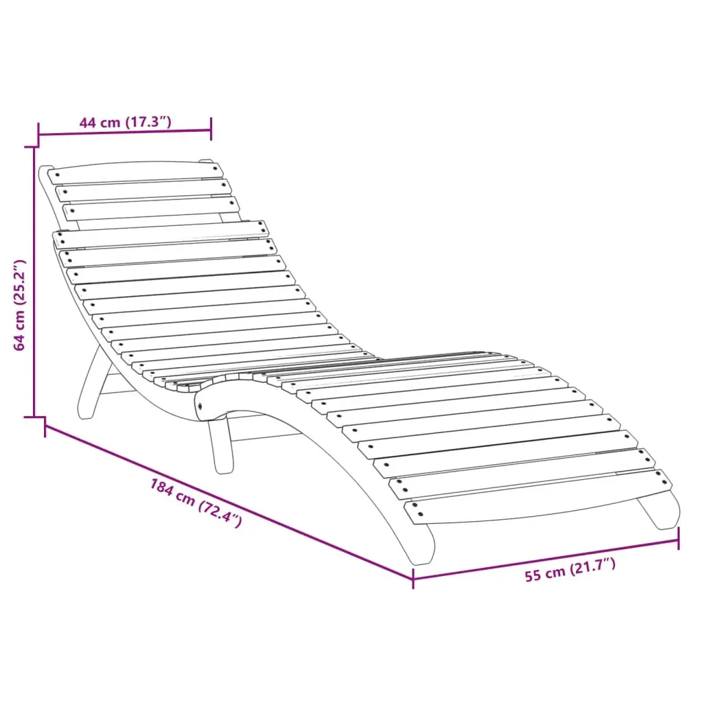 Sun Lounger with Side Table Grey Solid Wood Outdoor Garden Patio