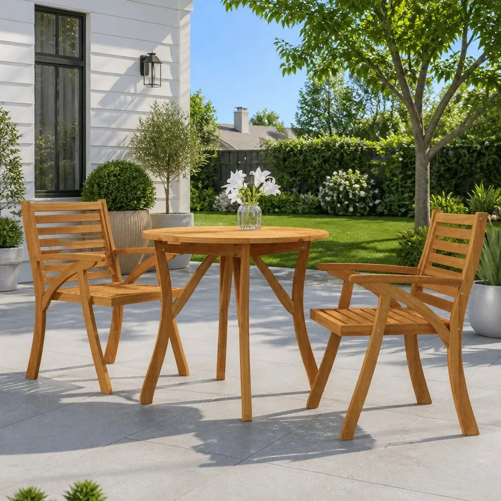 Round Garden Table 85 cm in Solid Wood