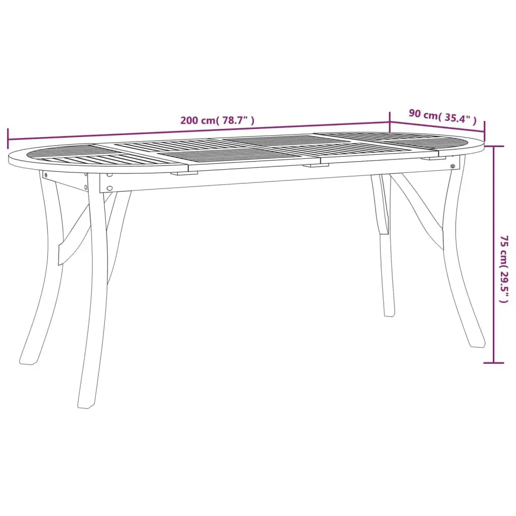 Garden Dining Table 200x90x75cm