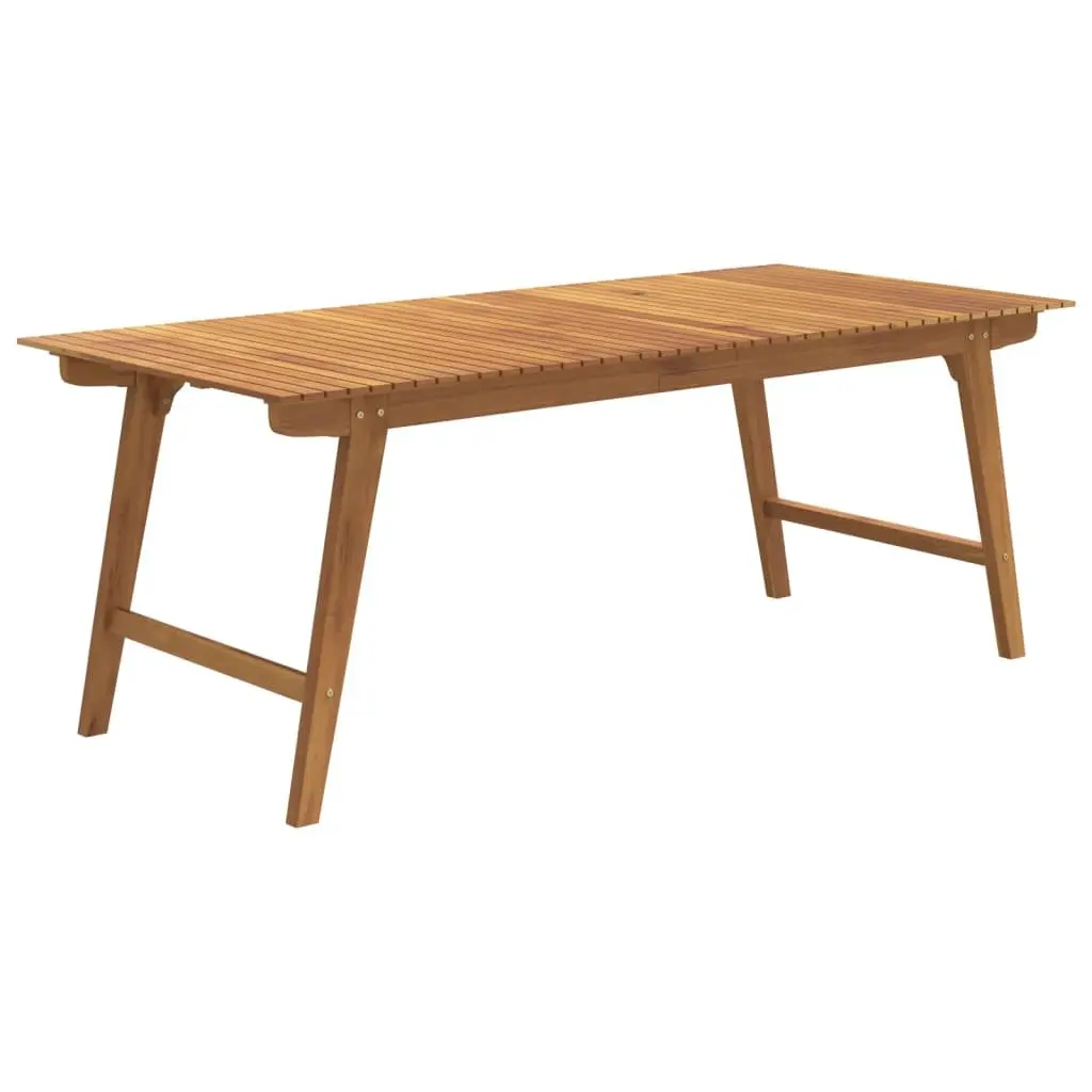 Outdoor Dining Table Solid Acacia Wood 200x90x75cm Durable Brown Slatted Top